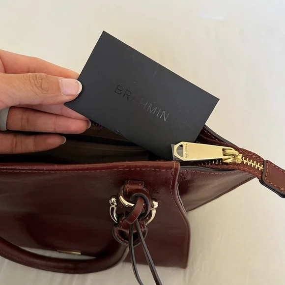Brahmin Brown Leather Satchel with Polished Hardware - Picture 2 of 2